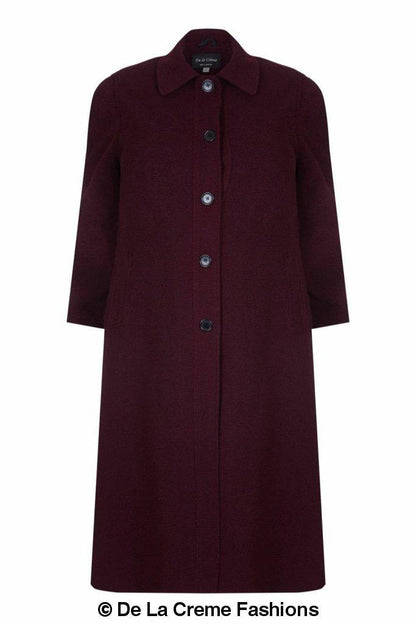 Plus size long coat by Rose Eleusis in a wool and cashmere blend, featuring a tailored fit and classic design.