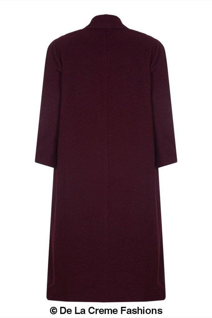Rose Eleusis Curve wool and cashmere blend plus size long coat, shown in a stylish full-length view.
