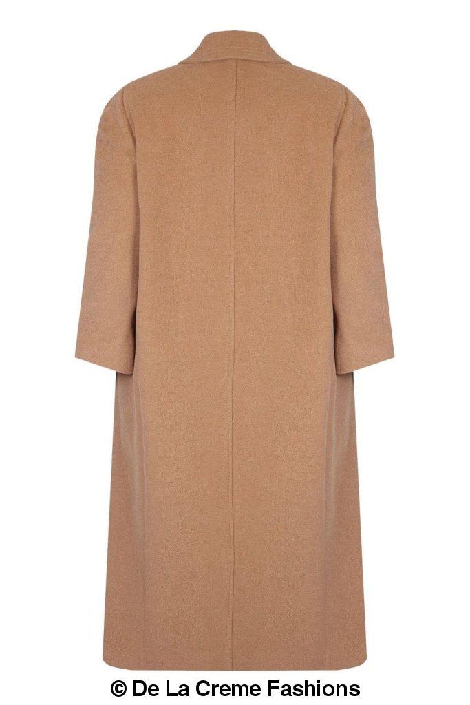 Rose Eleusis Curve Wool and Cashmere Blend Plus Size Long Coat, stylish jacket with tailored fit and cozy fabric.