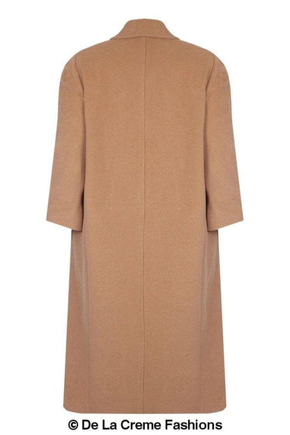 Rose Eleusis Curve Wool and Cashmere Blend Plus Size Long Coat, stylish jacket with tailored fit and cozy fabric.
