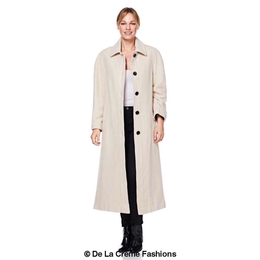 De La Creme Rose Eleusis plus size long coat made of wool and cashmere blend, featuring a stylish, tailored design.