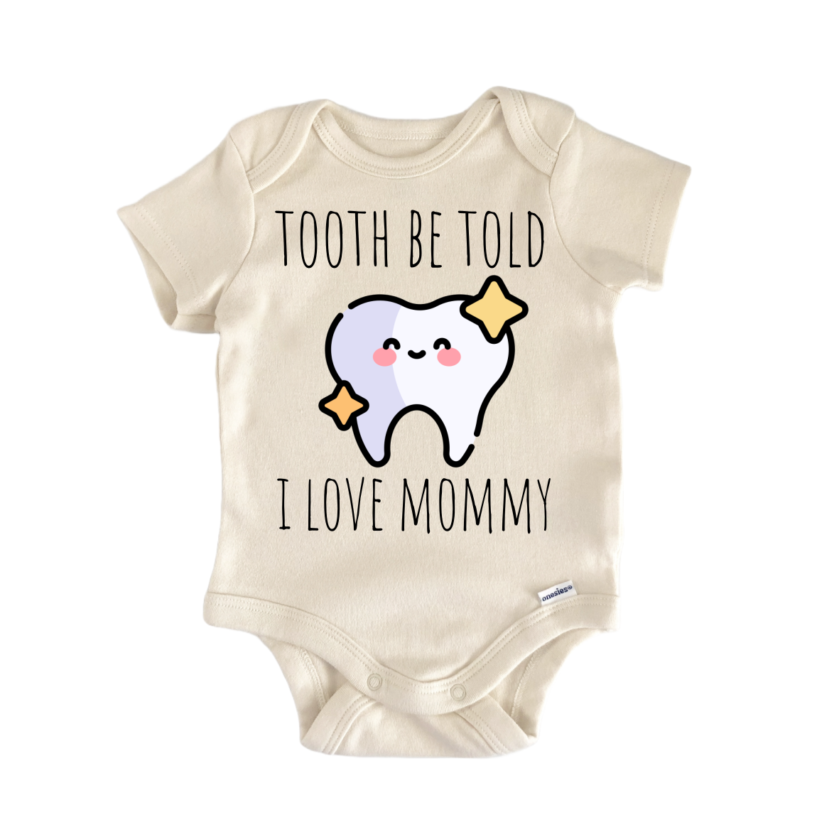 Baby wearing Teal Clytemnestra Dental Dentist Mommy baby bodysuit with dental-themed print, soft fabric, and cheerful design.