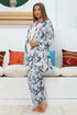 Burgundy Artemis Shopymommy Bloom Lace Edge 3-piece maternity and nursing sleepwear set with floral pattern on soft fabric