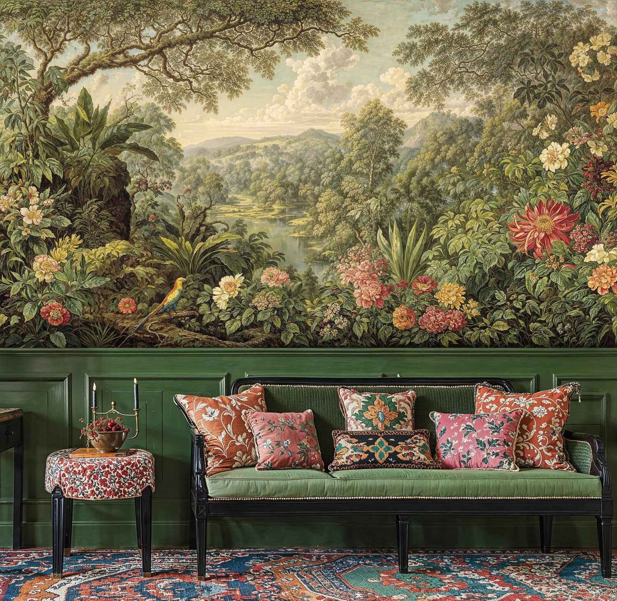 Tropical Paradise with Exotic Birds Wall Mural