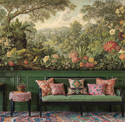 Tropical Paradise with Exotic Birds Wall Mural