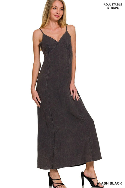 Mineral washed rayon challis cami dress by Jade Icarus, featuring a lightweight, flowy design ideal for casual wear.