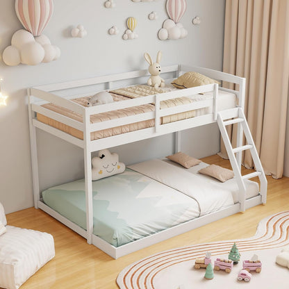 Durable Engineered Twin Over Full Bunk Bed Frame System