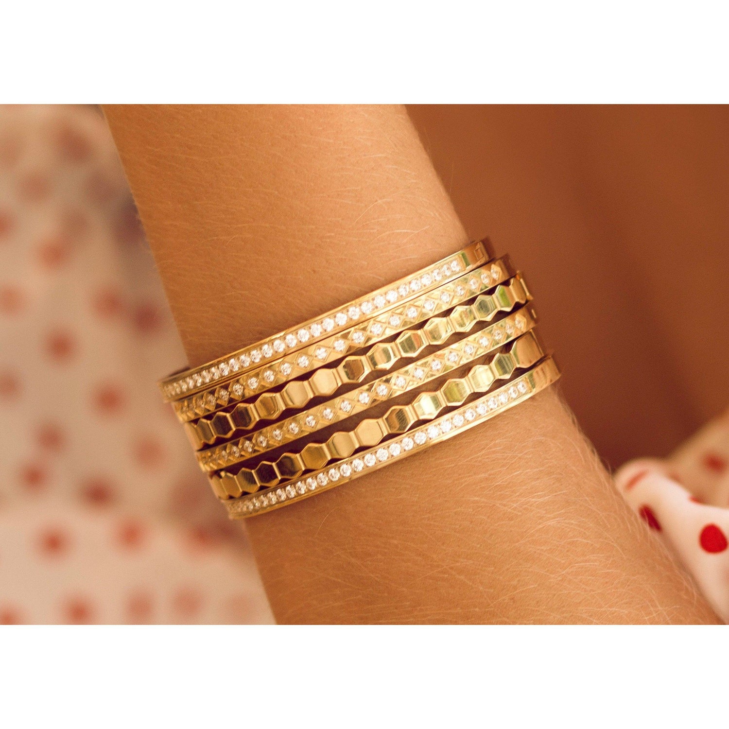 Diamond cut bracelet by Bronze Lucy featuring sparkling geometric design in elegant jewelry style.