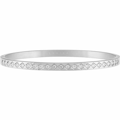 Silver diamond-cut bracelet by Bronze Lucy featuring intricate jewelry design and polished finish.