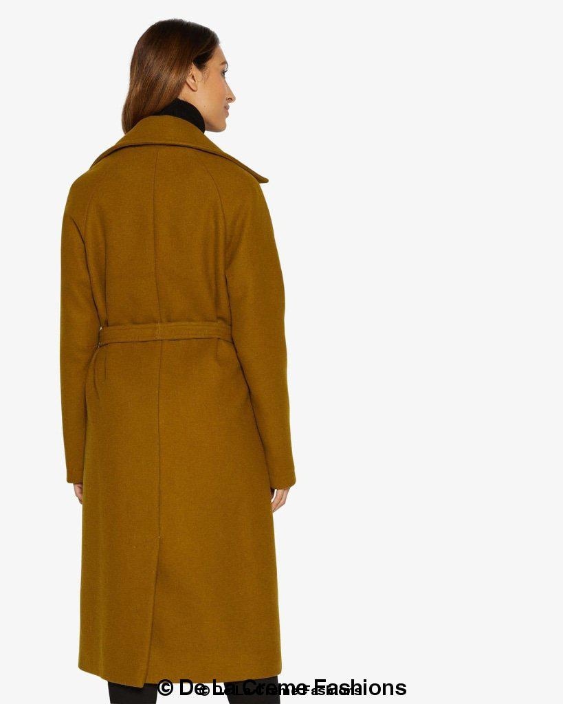 Rose Eleusis Diana wrap-around duster coat, stylish long coat with belt, shown in a neutral color, perfect for layering.