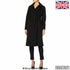Black Diana wrap-around duster coat by Rose Eleusis, stylish long jacket with belt and open front design.
