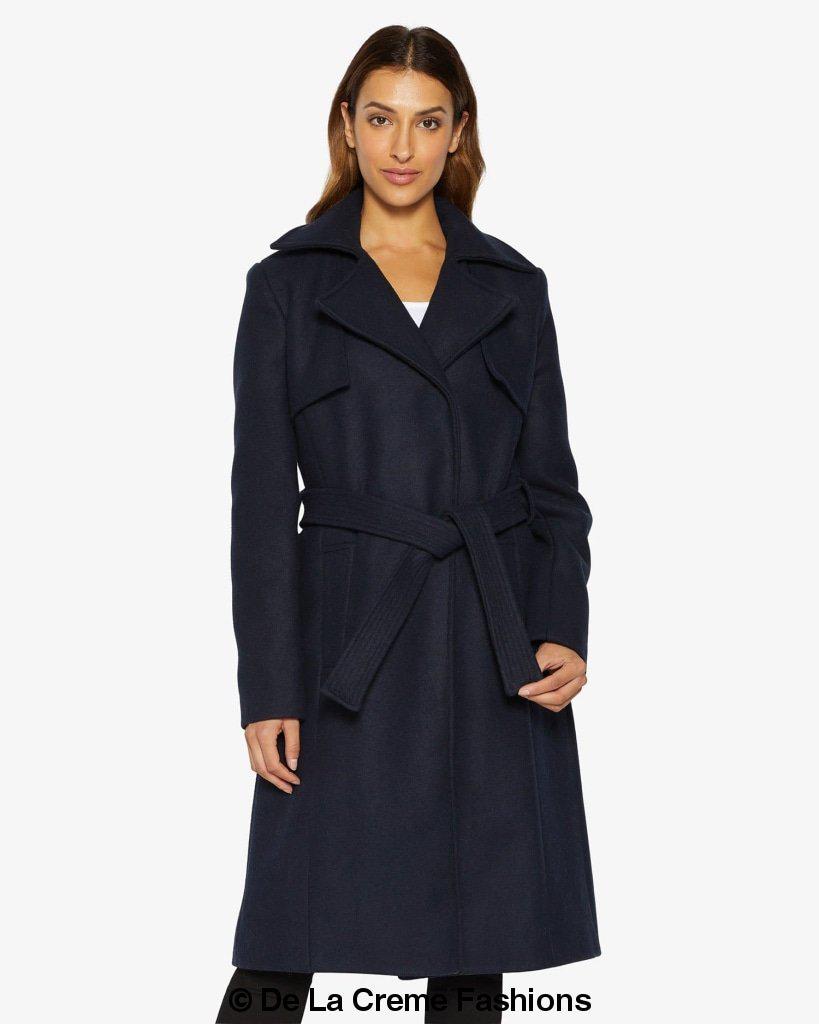 Rose Eleusis Dina lapel collar duster coat with belt, long stylish jacket featuring a tailored lapel collar and belt for a sophisticated look.