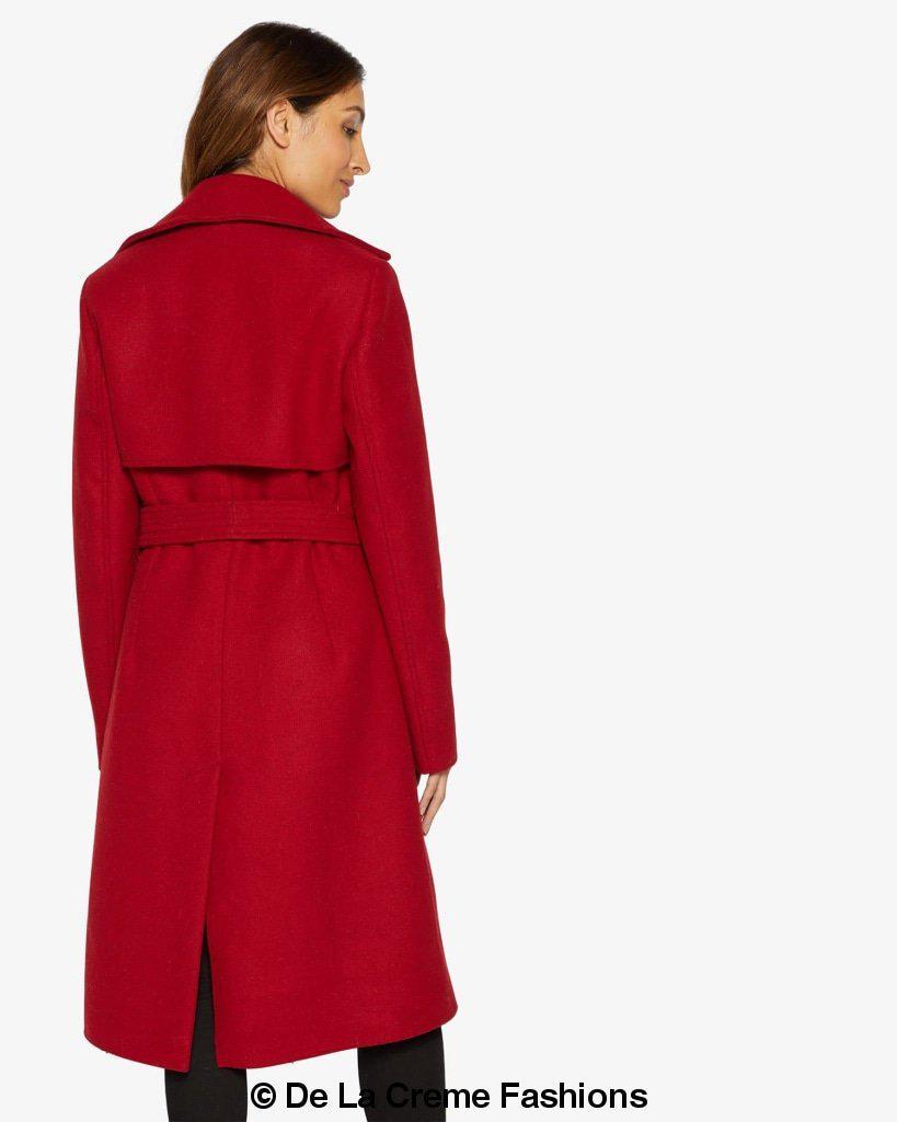 Rose Eleusis Dina lapel collar duster coat with belt, showcasing a stylish long coat with lapel collar and waist belt.