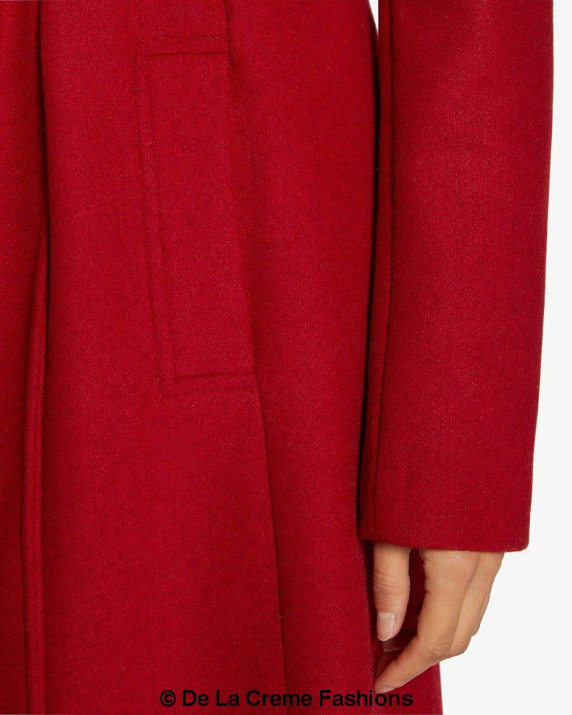Rose Eleusis Dina lapel collar duster coat with belt, stylish long jacket in a neutral color, perfect for layered fall or winter wear.