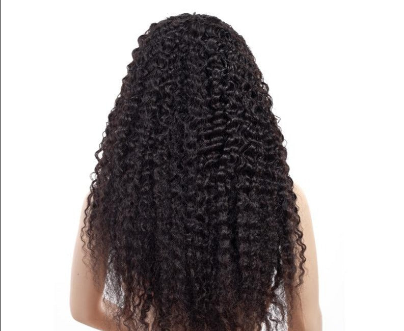 Cerise Alfie deep wave human hair headband wig with a scarf, easy wear, no glue, perfect for bath and beauty routines