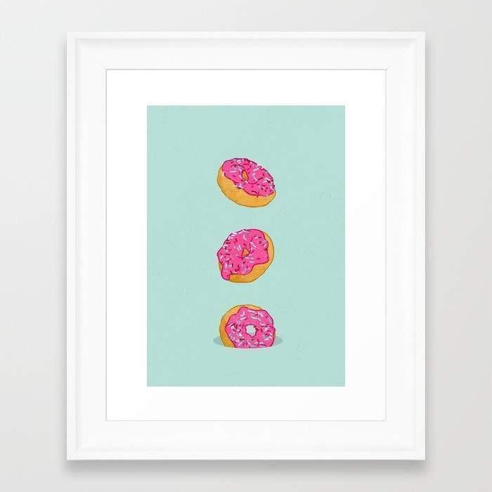 Decorative framed art print featuring colorful doughnuts for home decor by Scorpius, perfect for adding a fun touch to any room.