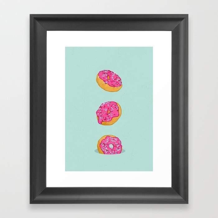Colorful Doughnuts Frame home decor art print by Scorpius featuring vibrant doughnut illustrations in a modern framed design.
