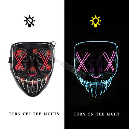White Eucalyptus Halloween LED mask for pets, featuring glowing lights and fun spooky design for pets during Halloween celebrations.