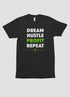 Scorpius Dream Hustle Profit printed T-shirt featuring bold text and graphic design on a casual black T-shirt.