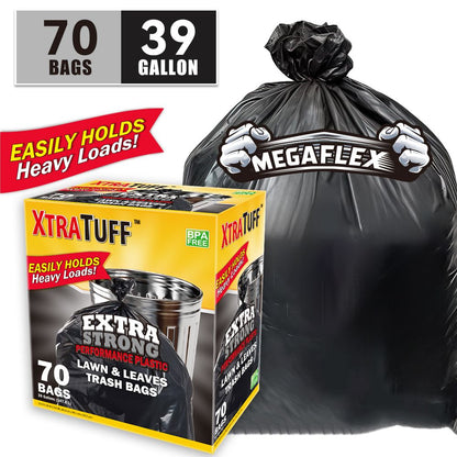 Pear Daisy boxed disposable garbage bags, 70-piece set, puncture and tear-resistant trash bags for home and garden use.