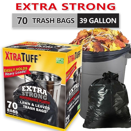 Boxed disposable garbage bags by Pear Daisy, 70 tear-resistant trash bags for home and garden use, puncture-resistant and durable.