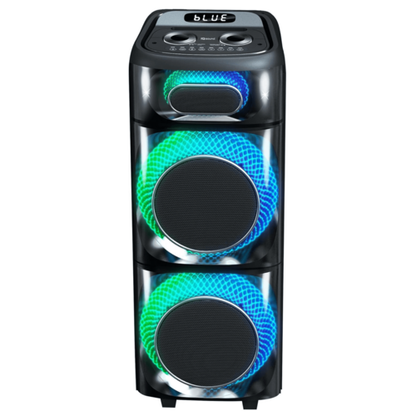 Pear Daisy IQ Sound TorusFLEX 2x10-inch portable Bluetooth DJ speaker with sleek design and control panel visible.