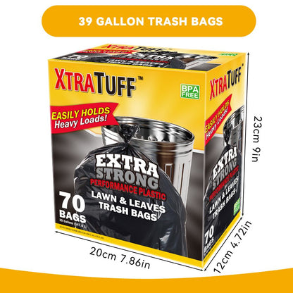 Boxed Pear Daisy disposable garbage bags, tear-resistant and puncture-proof, 70-piece set for home and garden trash disposal.