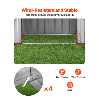 Pear Daisy 6x4 ft metal garden shed with lockable doors, outdoor storage solution, weather-resistant steel construction, and spacious design.