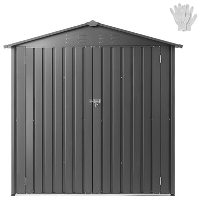 Pear Daisy 6x4 ft metal garden shed with lockable doors, outdoor storage solution, sturdy steel construction for home and garden use