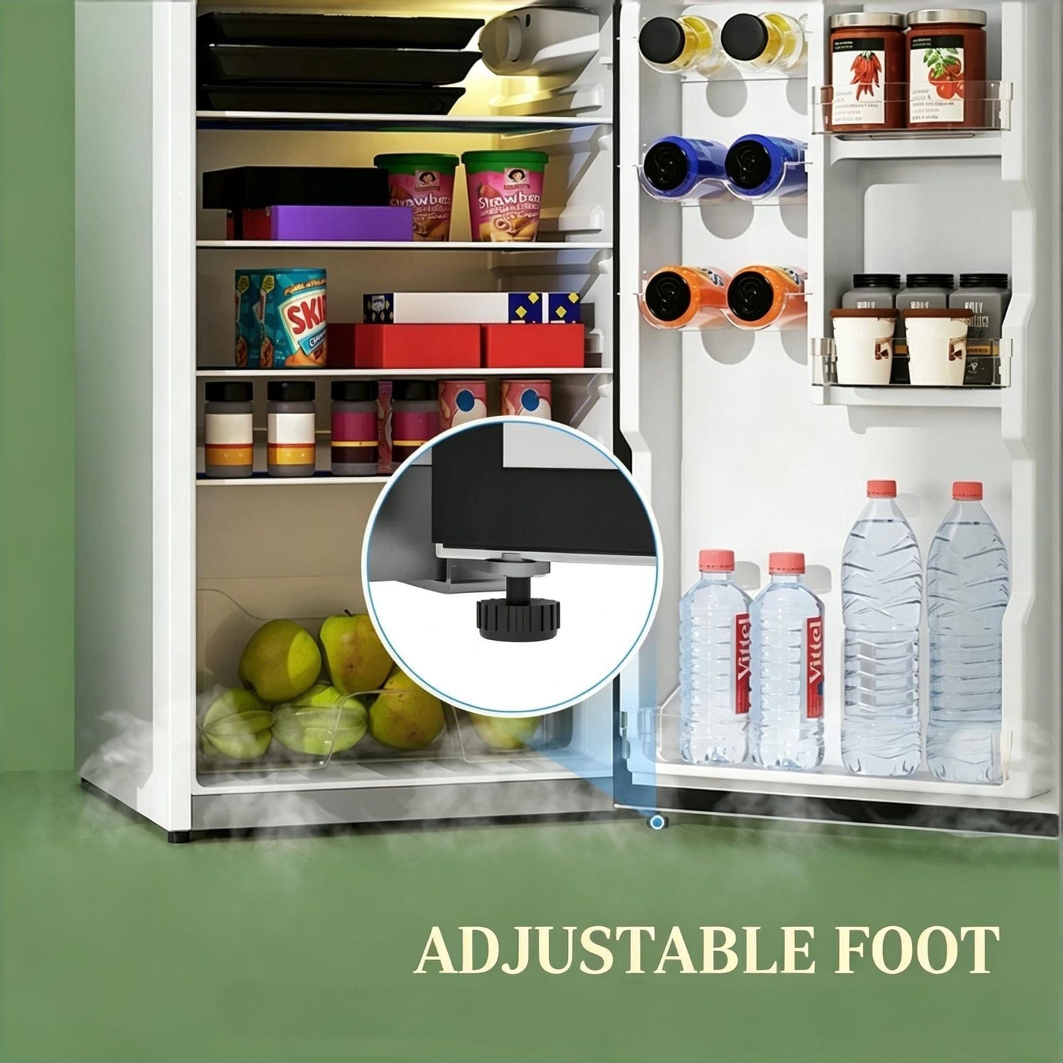 Portable Pear Daisy skincare fridge for home use, compact and sleek design for storing skincare products and beauty essentials.