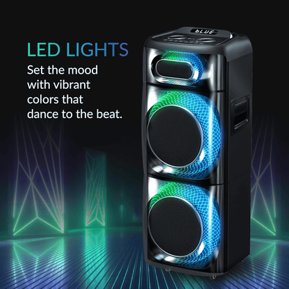 Pear Daisy IQ Sound TorusFLEX portable Bluetooth DJ speaker with dual 10-inch speakers, ideal for home and outdoor music use.