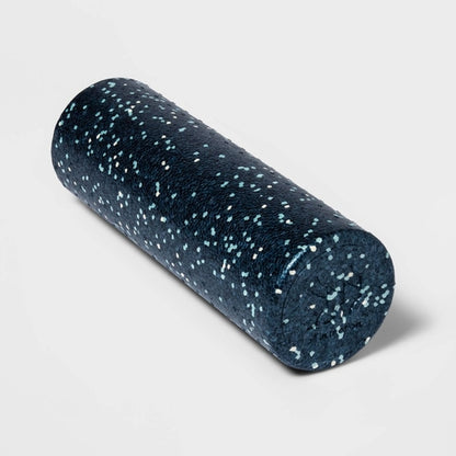 Pear Daisy 12-inch muscle recovery travel foam roller for home use, shown in black with textured surface for deep tissue massage.