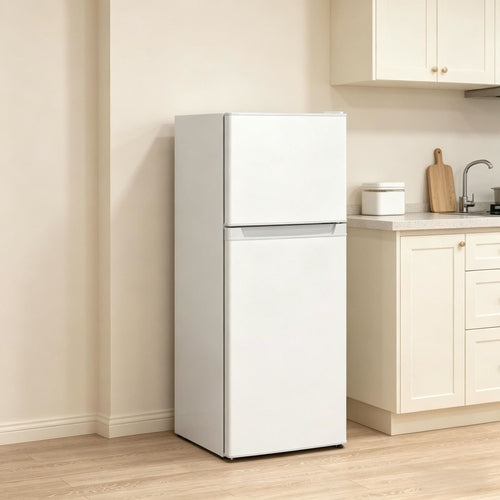 Pear Daisy portable skincare fridge for home use, compact white mini fridge with digital display for storing skincare products.