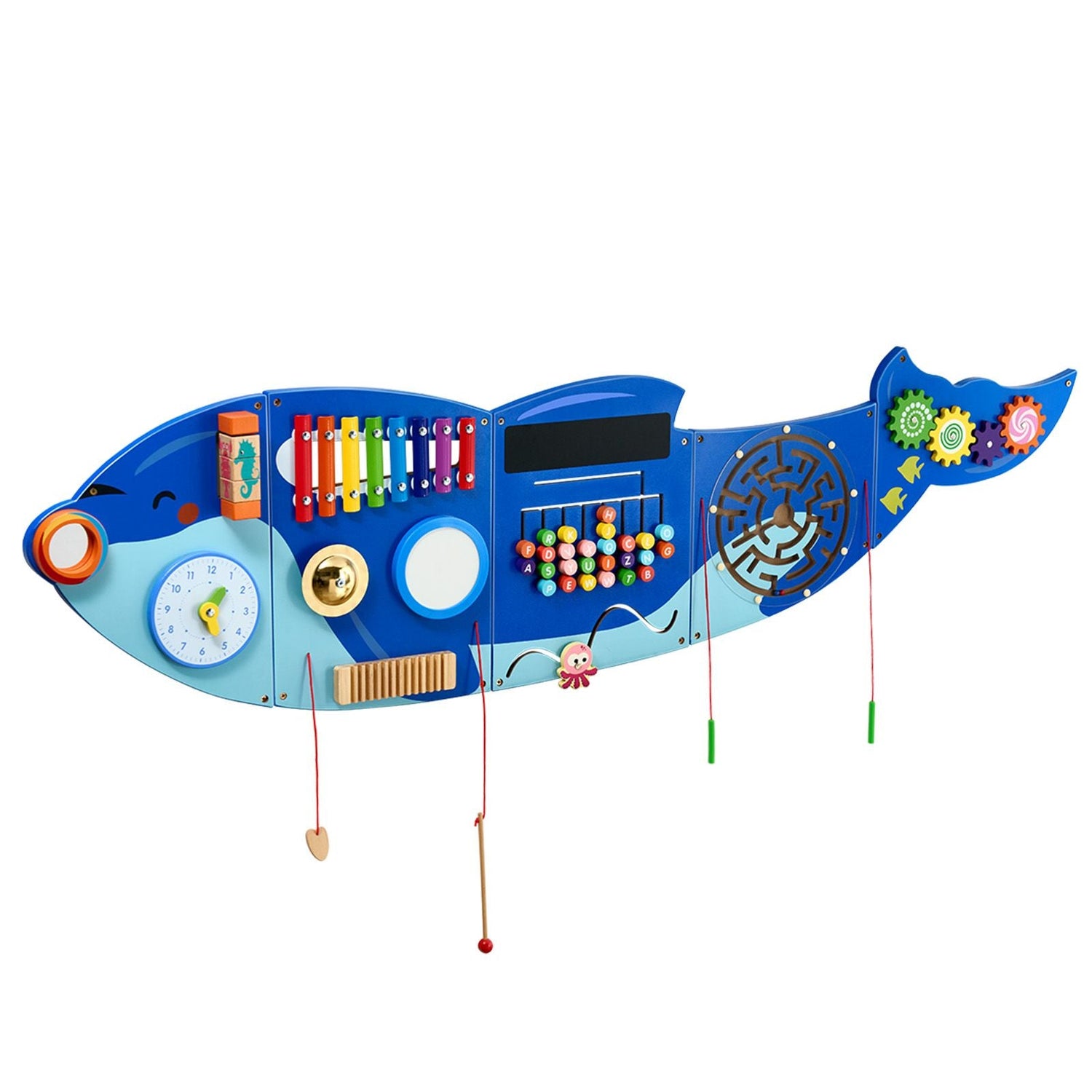 Orca Activity Wall Busy Board Panels by Pear Daisy featuring 12 Montessori-inspired activities for children&