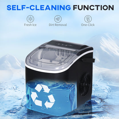 Pear Daisy portable countertop ice maker with handle, self-cleaning feature, suitable for home and outdoor use.