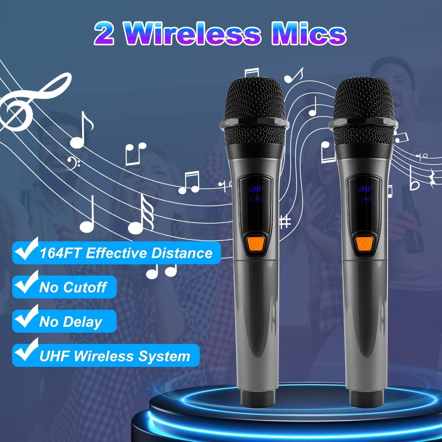 Pear Daisy portable wireless party speaker with LED light and microphone, ideal for home and outdoor gatherings.