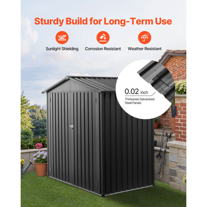 Pear Daisy 6x4 ft metal garden shed with lockable doors, outdoor storage solution for home and garden use.