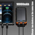 Pear Daisy 10,000mAh portable power bank with dual USB ports, solar charging feature, ideal for home and outdoor use.
