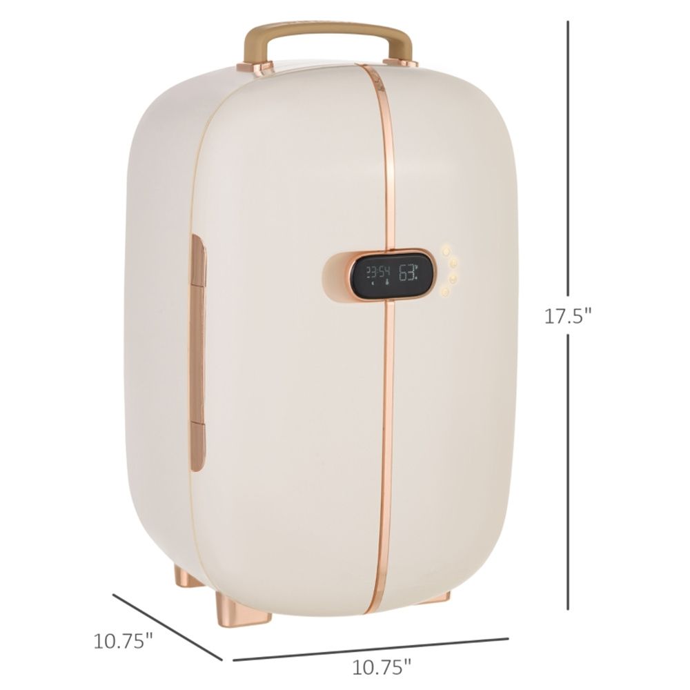 Pear Daisy portable skincare fridge for home use, compact design with a sleek exterior, ideal for storing skincare products.