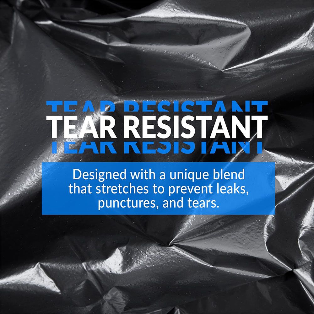 Boxed disposable garbage bags by Pear Daisy, 70 tear-resistant, puncture-proof trash bags for home and garden use.