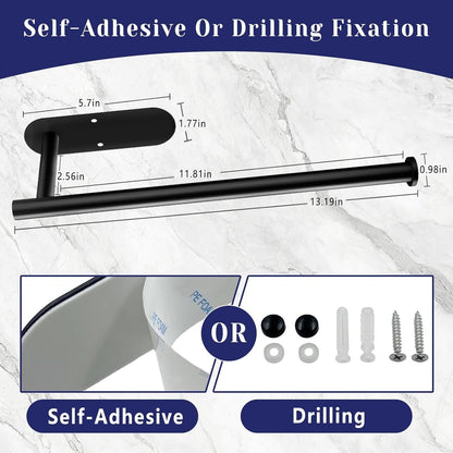 Pear Daisy paper towel holder, self-adhesive or drill-mounted, in a sleek design ideal for kitchen or bathroom use.