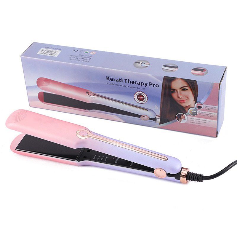 Pear Daisy professional ceramic tourmaline ionic steam hair straightener with digital display and ergonomic handle.