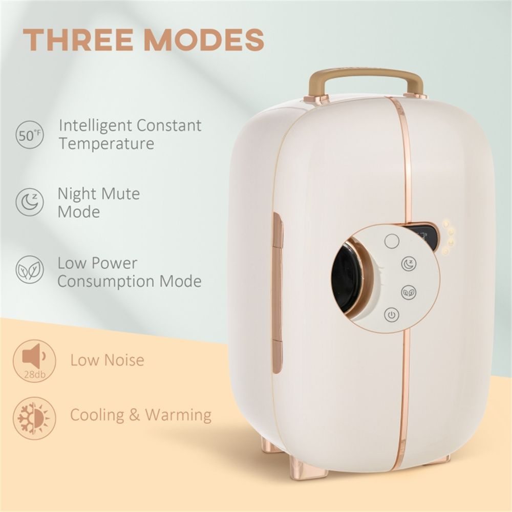Pear Daisy portable skincare fridge for home use, compact white mini refrigerator ideal for storing skincare products.
