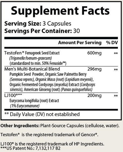 Pear Daisy Pure Testosterone supplement bottle for home and garden use, with a white label and blue cap on a white background.
