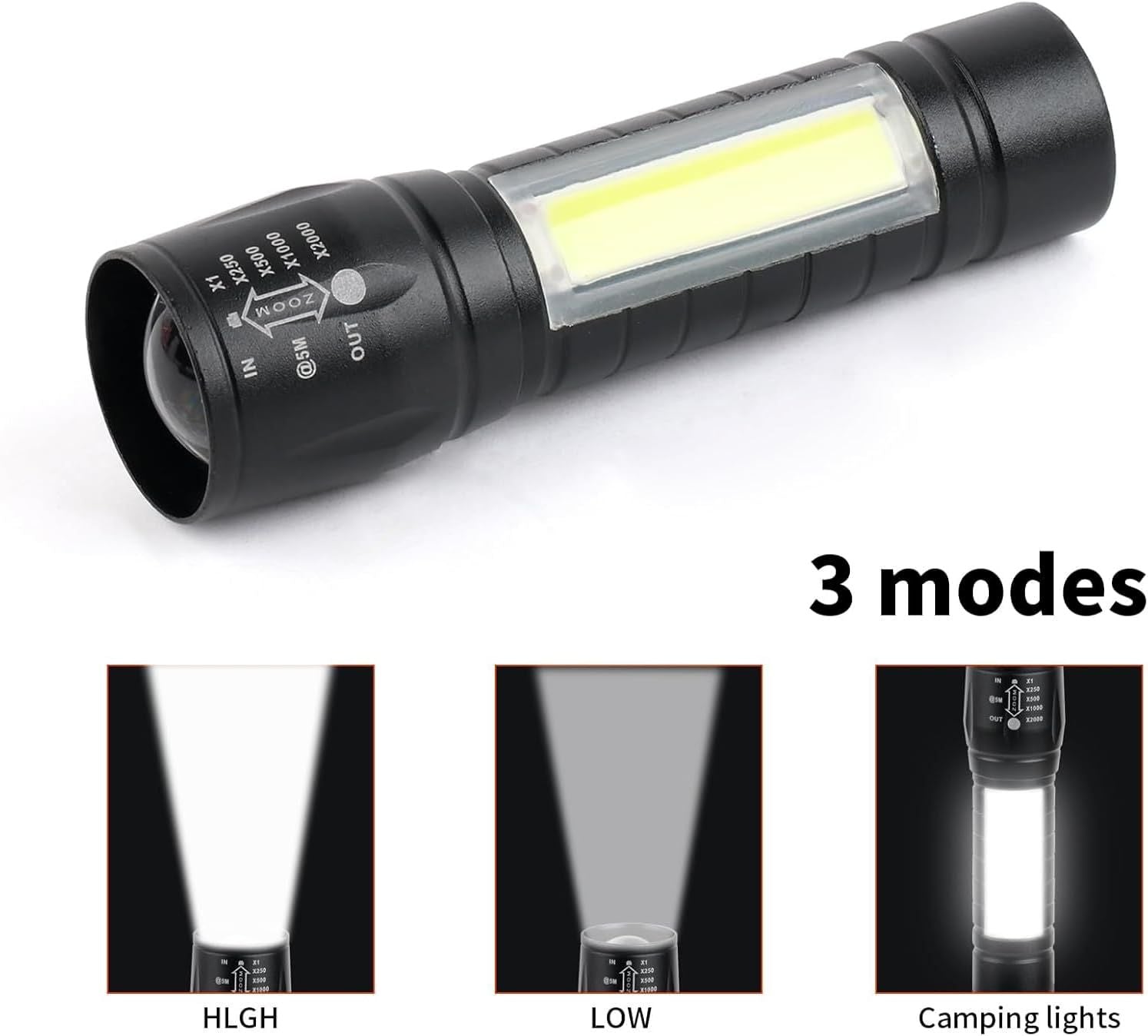 10-pack LED rechargeable flashlights by Pear Daisy, compact and super bright for camping and home use.