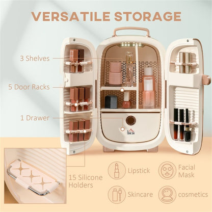 Pear Daisy portable skincare fridge for home use, compact and sleek design for storing skincare products at optimal temperature.