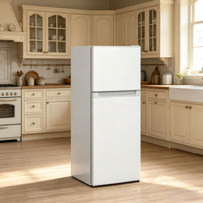 Pear Daisy portable skincare fridge for home use, compact white mini fridge with digital display and adjustable temperature settings.