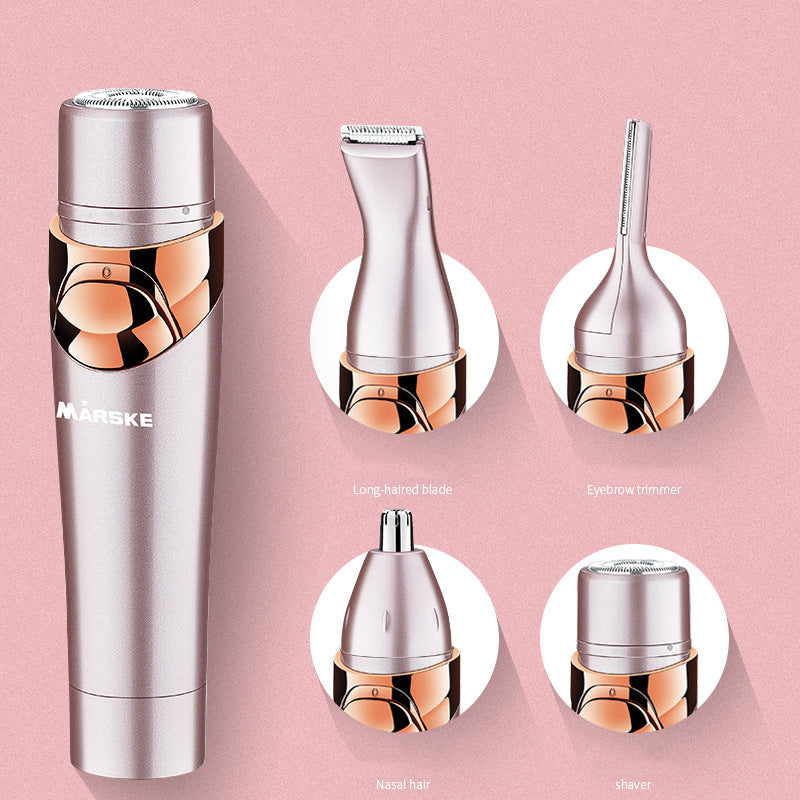Maroon Asteria four-in-one multi-function shaver for armpit and leg hair removal, featuring a compact, ergonomic design.