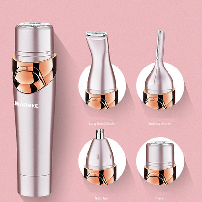 Maroon Asteria four-in-one multi-function shaver for armpit and leg hair removal, featuring a compact, ergonomic design.