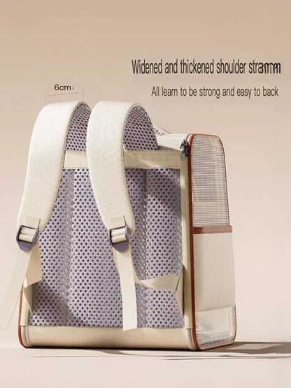 Pear Daisy portable breathable pet carrier backpack for pets, featuring mesh sides and adjustable straps for comfortable travel.